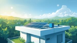Hybrid Solar System installation on a rooftop in Kerala